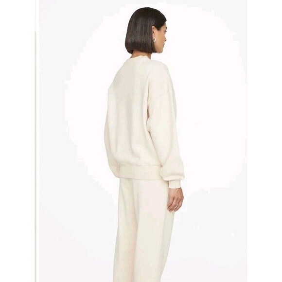 ANINE BING Sport Evan Sweatshirt Medium Cream Organic Cotton Athleisure Neutral - Picture 5 of 9